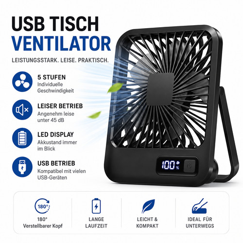 Usb akku tischventilator - akku,