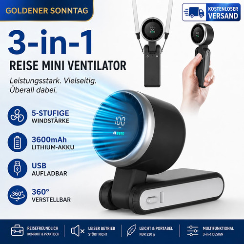 Mini ventilator usb - 3-in-1,